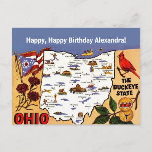  Ohio Buckeye Birthday Postcard
