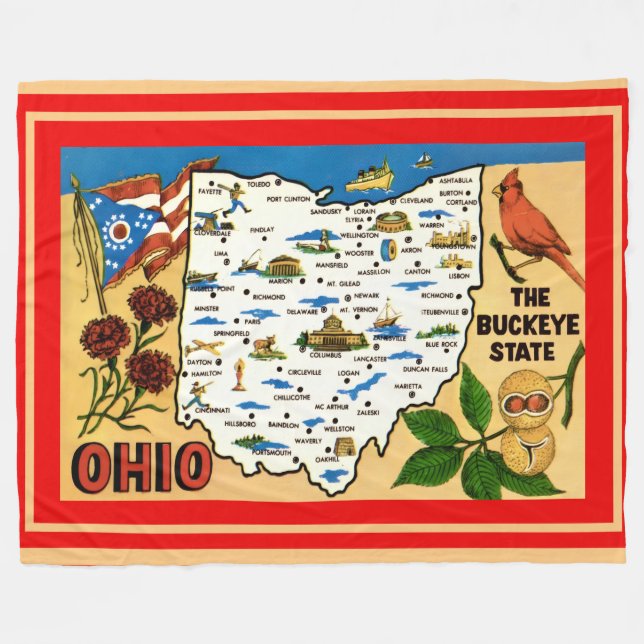  Ohio Buckeye Fleece Blanket (Front (Horizontal))