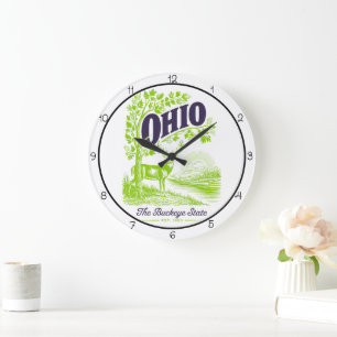 Ohio Buckeye State Deer  Large Clock