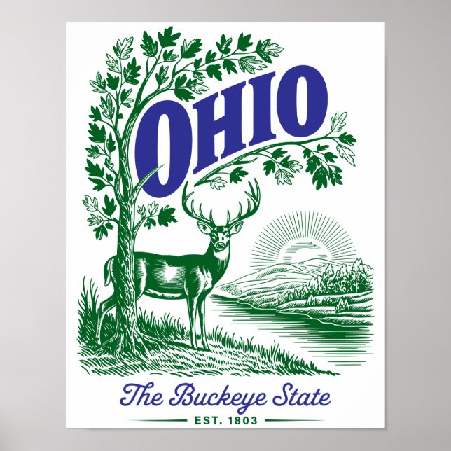 Ohio Buckeye State Deer & Nature Design Poster (Front)