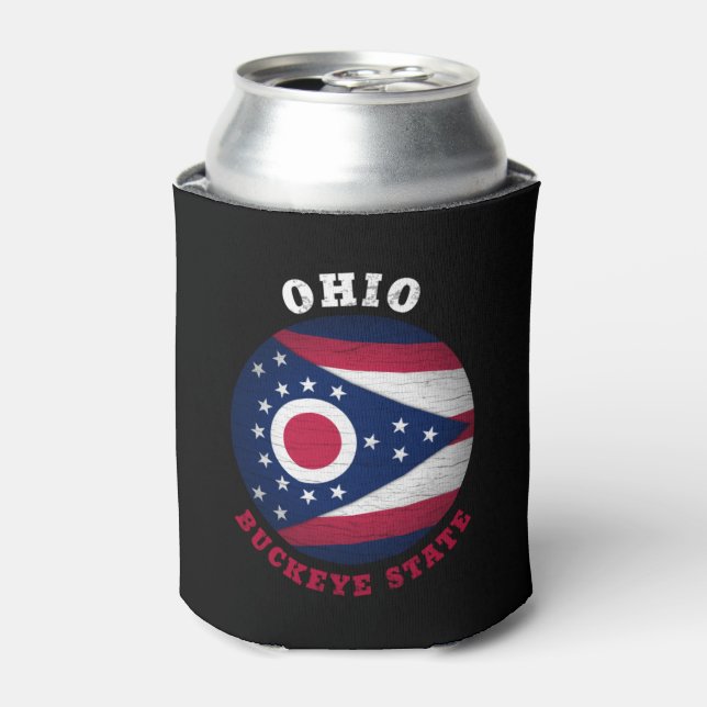 OHIO BUCKEYE STATE FLAG  CAN COOLER (Can Front)