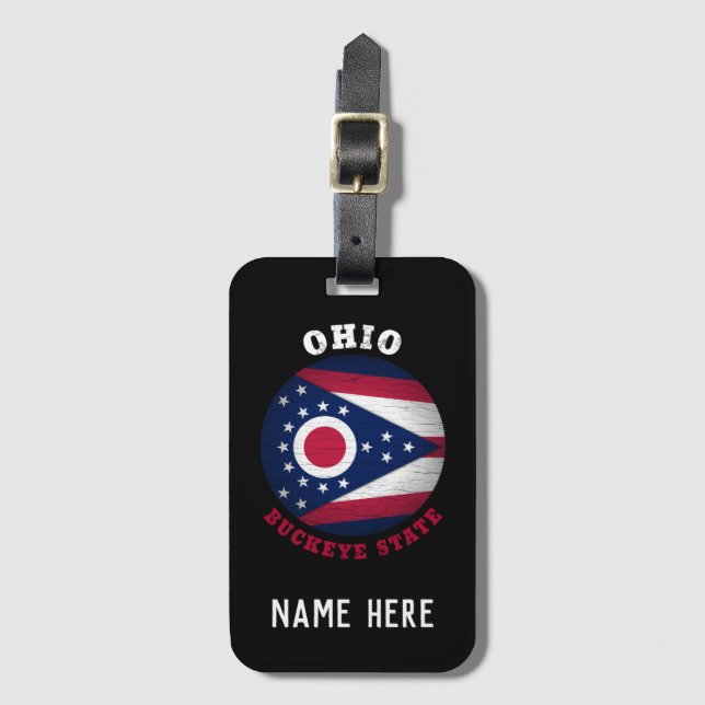 OHIO BUCKEYE STATE FLAG LUGGAGE TAG (Front Vertical)