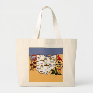 Ohio Buckeye State Postcard Large Tote Bag