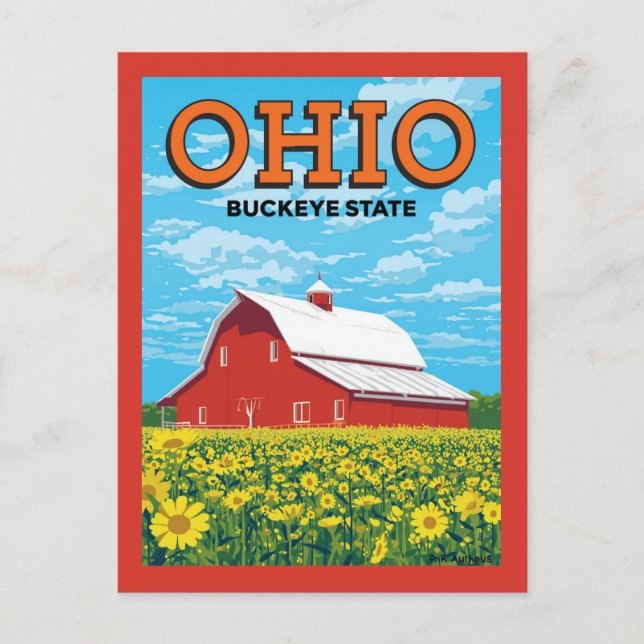 Ohio Buckeye State Vintage Barn Postcard (Front)