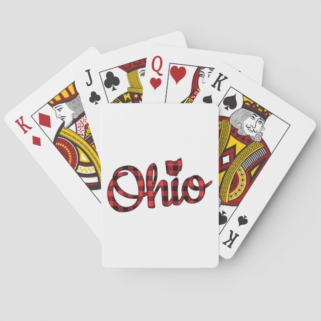 Ohio Buffalo Plaid Christmas Ohio Pride Buckeye St Playing Cards (Back)