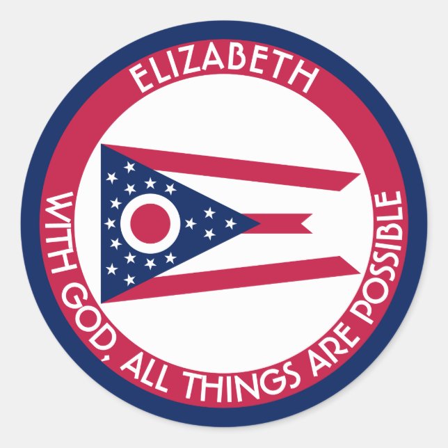 Ohio Burgee The Buckeye State Personalised Flag Classic Round Sticker (Front)