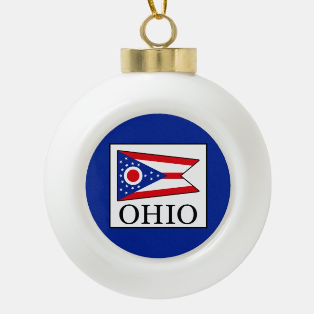Ohio Ceramic Ball Christmas Ornament (Front)
