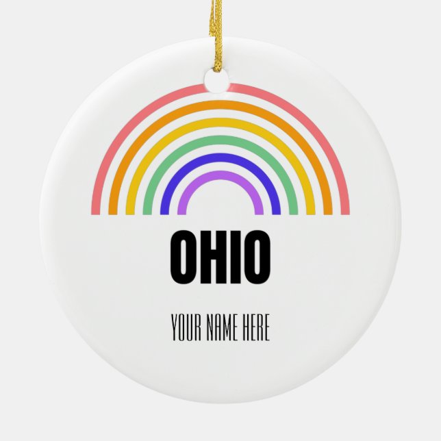 Ohio - Cleveland - Cincinnati - Columbus Ceramic Tree Decoration (Back)