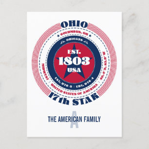 Ohio, Columbus, OH, Patriotic, Monogram Postcard