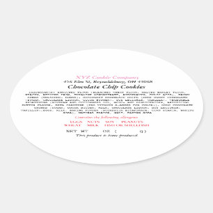 Ohio Cottage Food Law Label home baker