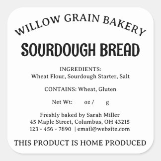 OHIO Cottage Law Food Sourdough Bread Label