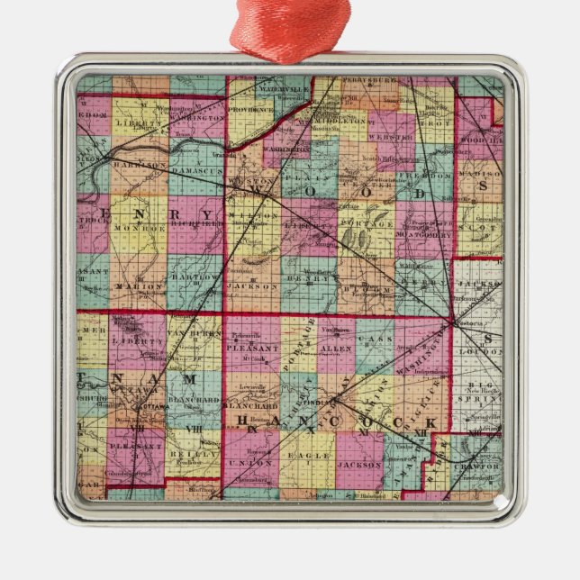 Ohio Counties Metal Tree Decoration (Front)