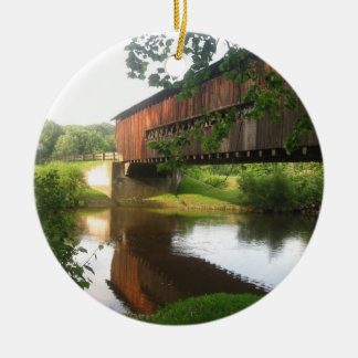 Ohio Covered Bridge and Stream Ceramic Tree Decoration