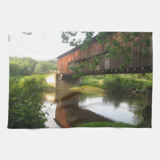 Ohio Covered Bridge and Stream Tea Towel