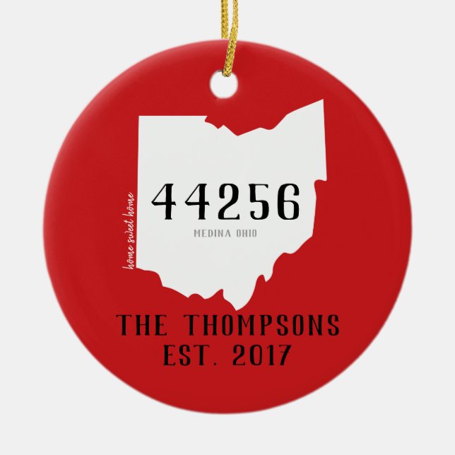 Ohio Custom Town Zip Christmas Ornament (Front)