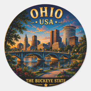 Ohio Downtown Vacation Memories 🟡 Classic Round Sticker
