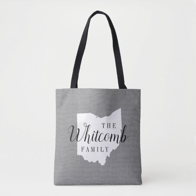 Ohio Family Monogram State Tote Bag (Front)