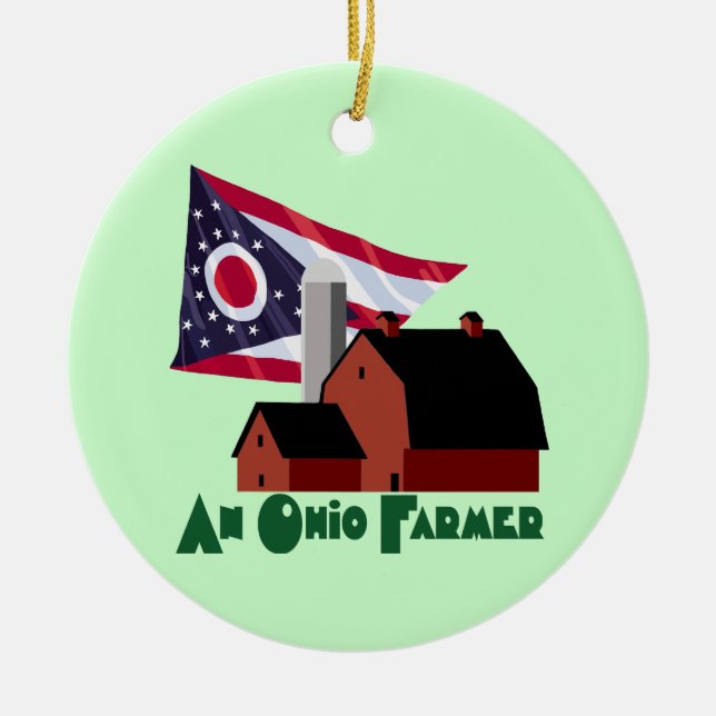 Ohio Farmer Ceramic Tree Decoration (Front)