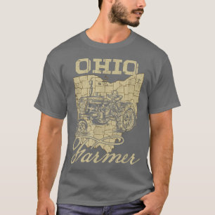 Ohio Farmer Tractor Lover State Map Farming Local  T-Shirt
