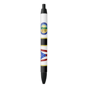 Ohio flag black ink pen