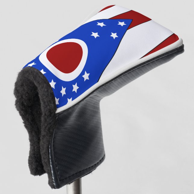 Ohio flag golf head cover (3/4 Front)