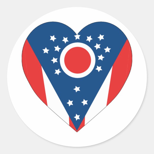 Ohio Flag Heart Classic Round Sticker (Front)