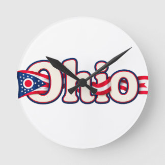 Ohio Flag Round Clock