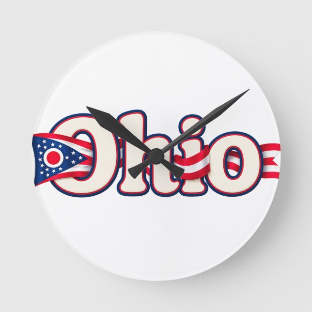 Ohio Flag  Round Clock (Front)