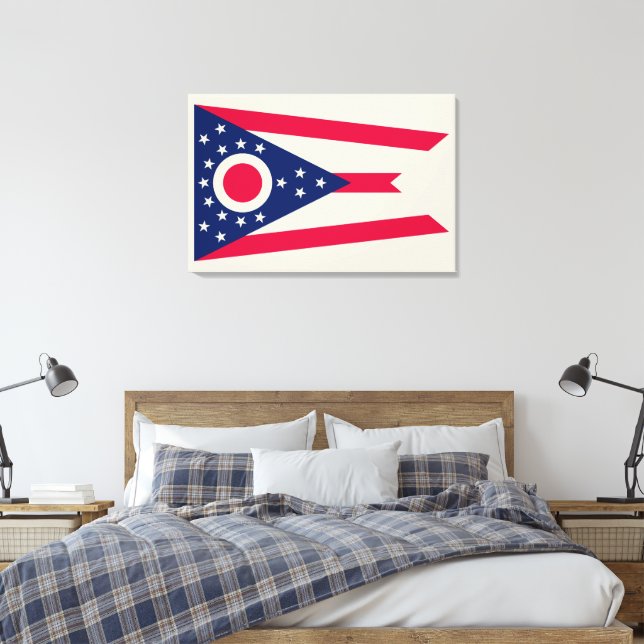 Ohio Flag: The Buckeye State Banner Canvas Print (Insitu(Bedroom))