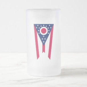Ohio Flag: The Buckeye State Banner Frosted Glass Beer Mug