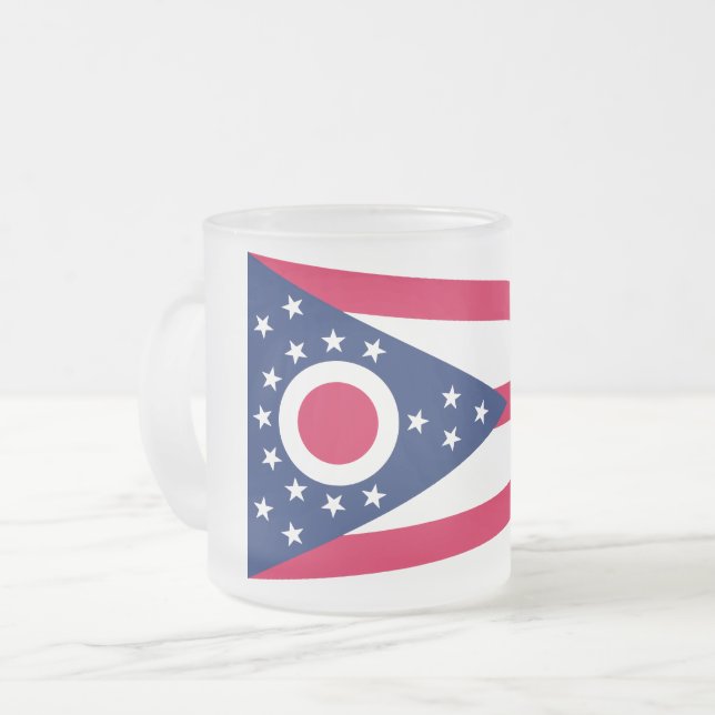 Ohio Flag: The Buckeye State Banner Frosted Glass Coffee Mug (Front Left)