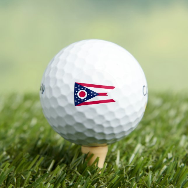 Ohio Flag: The Buckeye State Banner Golf Balls (Insitu Tee)