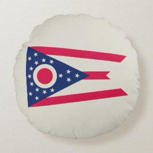 Ohio Flag: The Buckeye State Banner Round Cushion