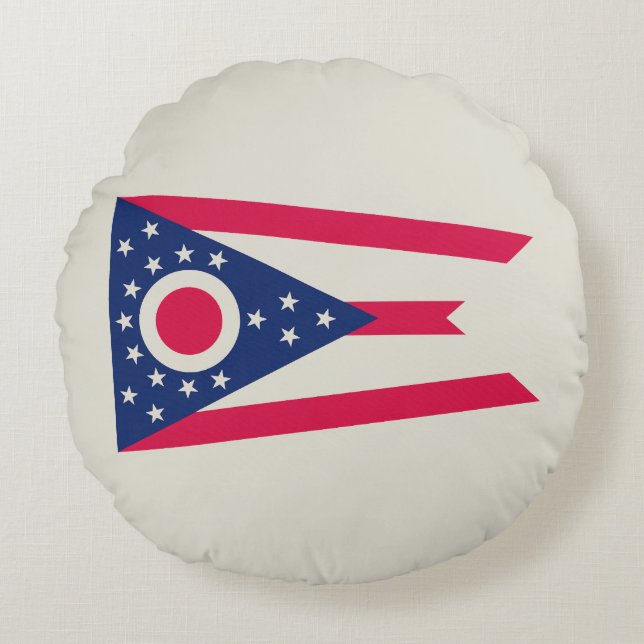 Ohio Flag: The Buckeye State Banner Round Cushion (Front)