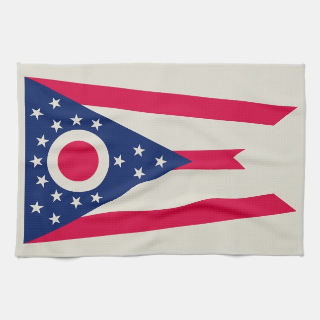 Ohio Flag: The Buckeye State Banner Tea Towel (Horizontal)