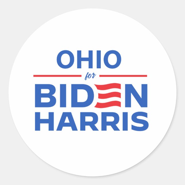 Ohio for Biden Harris Classic Round Sticker (Front)