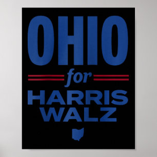 Ohio For Kamala Harris Waltz W 2024 Raglan Basebal Poster