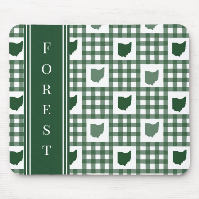 Ohio Green Gingham Mouse Mat (Front)