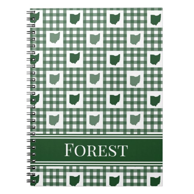 Ohio Green Gingham Notebook (Front)