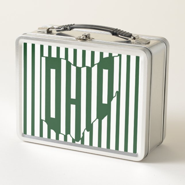 Ohio Green Stripe Metal Lunch Box (Front)