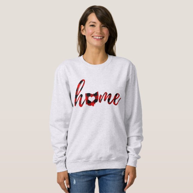 Ohio Home Buffalo Check State Heart Sweatshirt (Front Full)