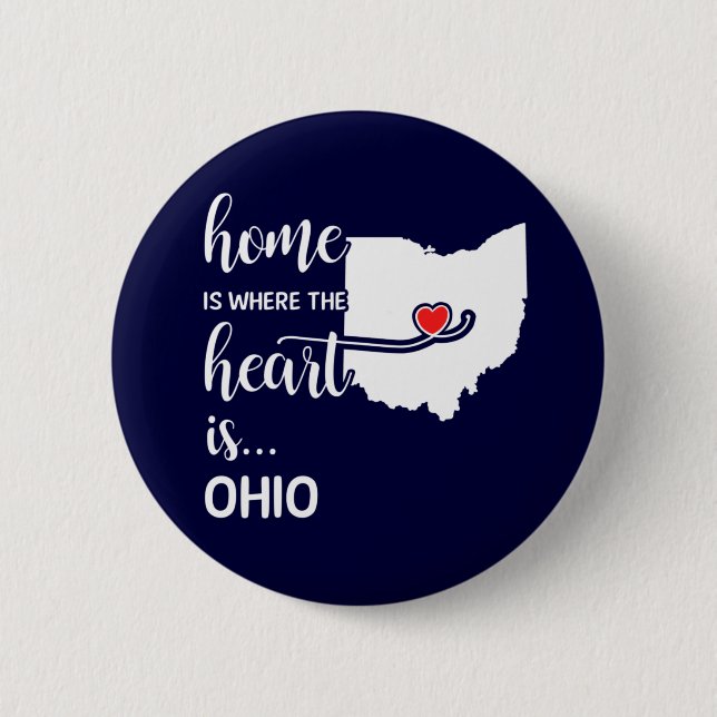 Ohio home is where the heart is 6 cm round badge (Front)