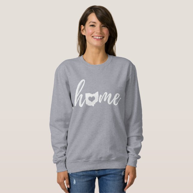 Ohio Home Love Script State Heart Sweatshirt (Front Full)
