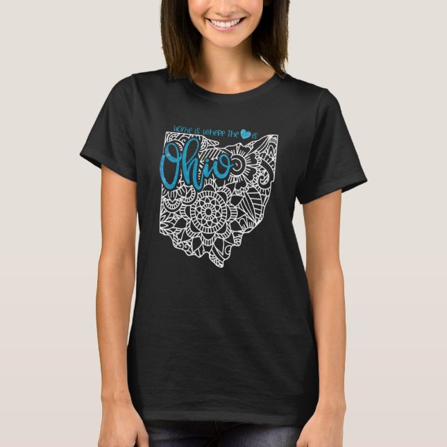 Ohio Home State Oh Mandala Map Usa America Us Patr T-Shirt (Front)
