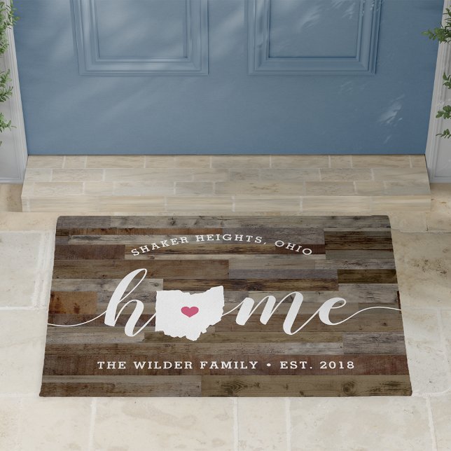 Ohio Home State Personalized Wood Look Doormat (Creator Uploaded)