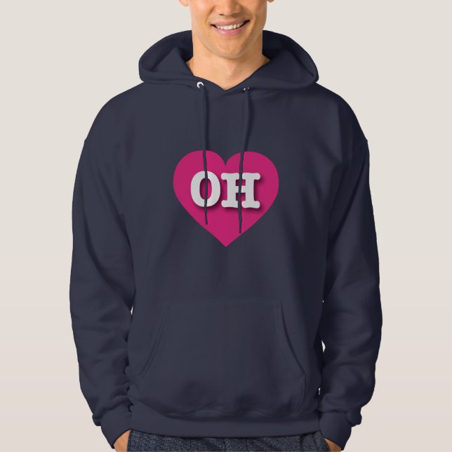 Ohio Hot Pink Heart - I love OH Hoodie (Front)