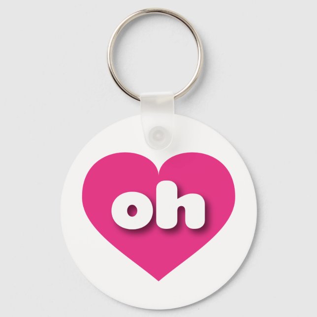 Ohio hot pink heart - I love oh Key Ring (Front)
