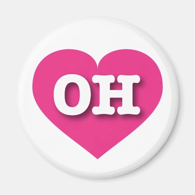 Ohio Hot Pink Heart - I love OH Magnet (Front)