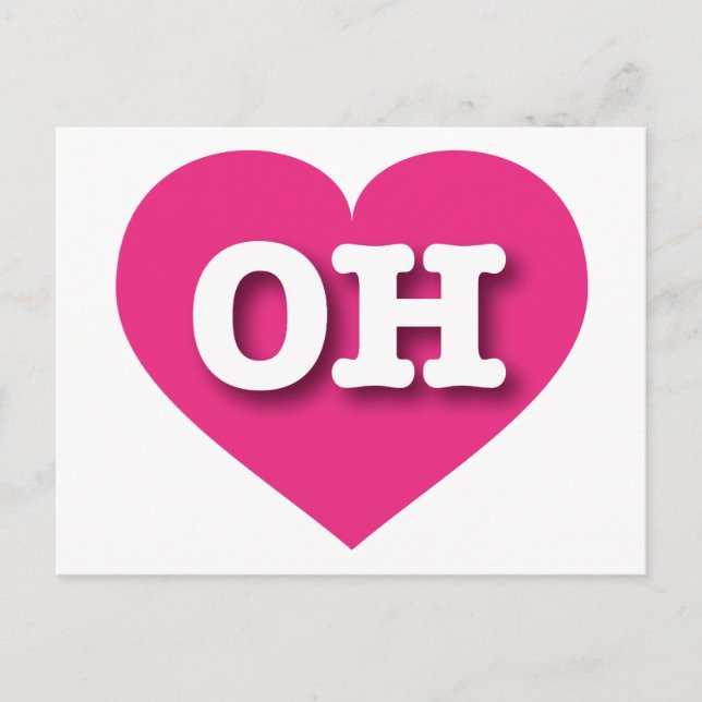 Ohio Hot Pink Heart - I love OH Postcard (Front)