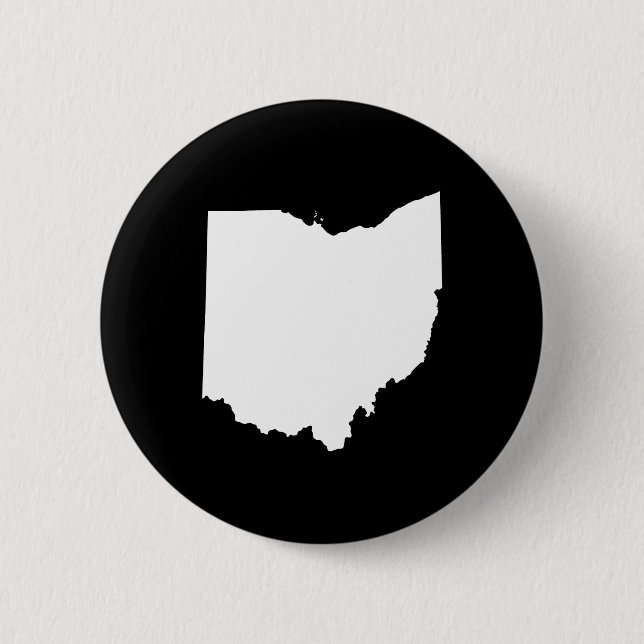 Ohio in White and Black 6 Cm Round Badge (Front)